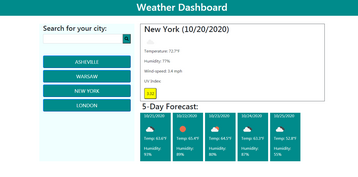 Weather dashboard app